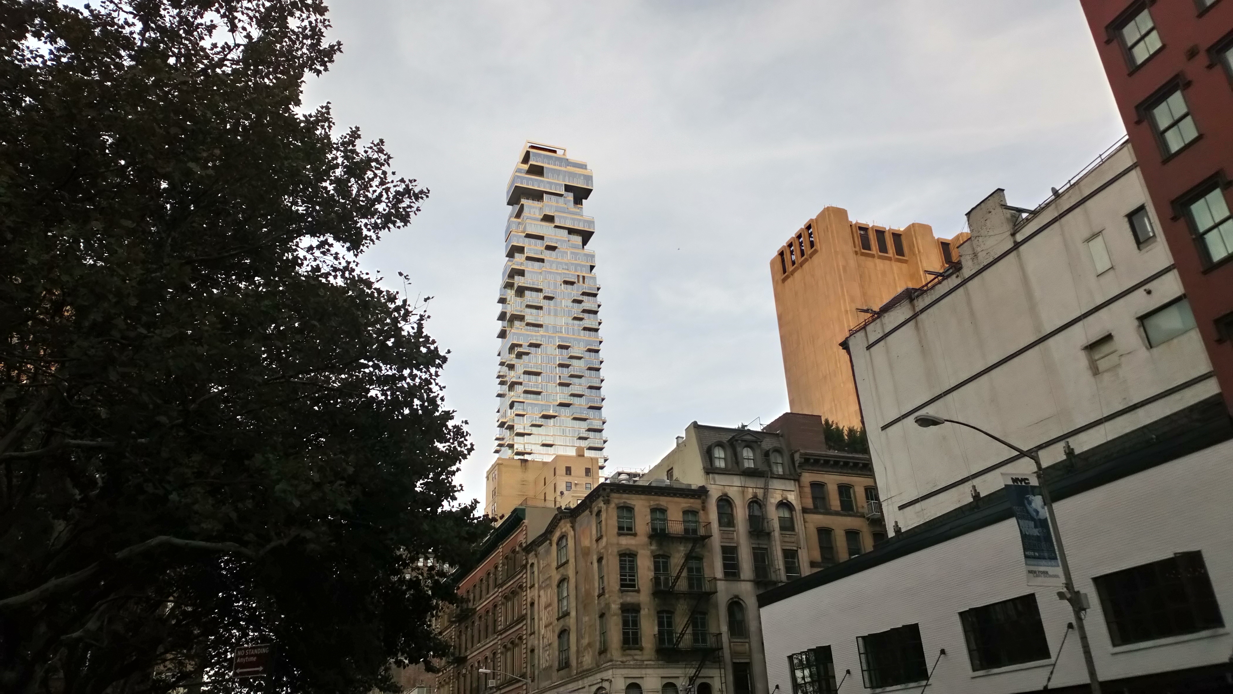 Street-level exterior rising above TriBeCa