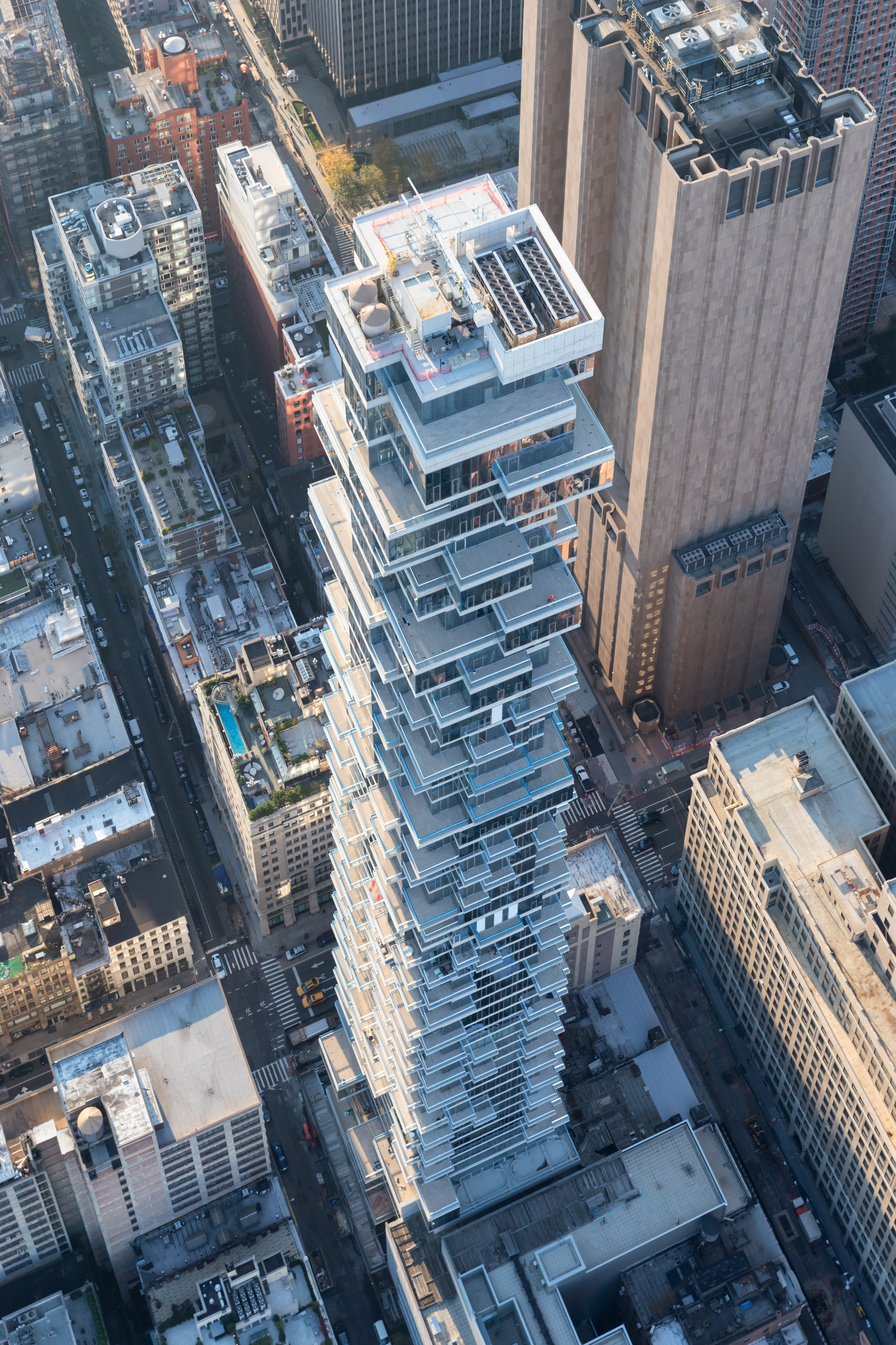 Stacked windows and projecting balconies